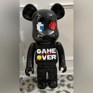 Black Bearbrick PAC-MAN Figure with Game Over Design